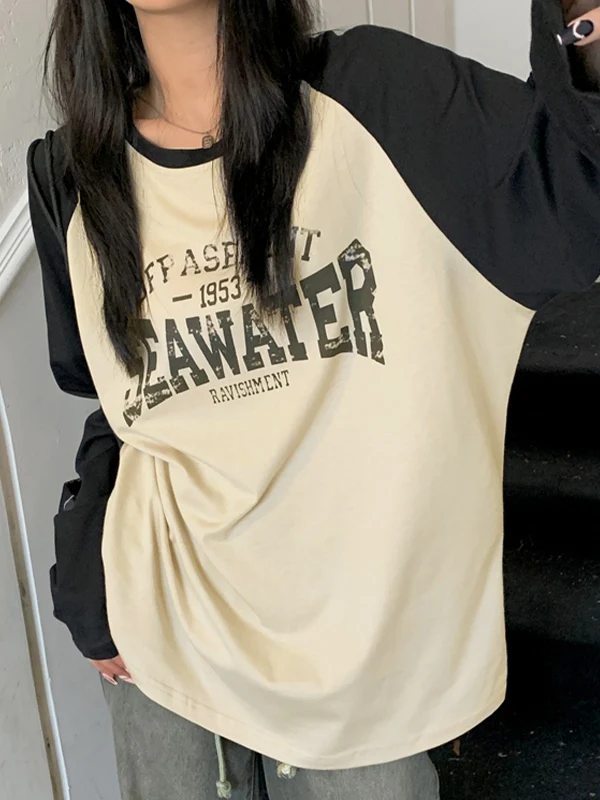 Raglan Print Oversized Long Sleeve Tee - Image 7