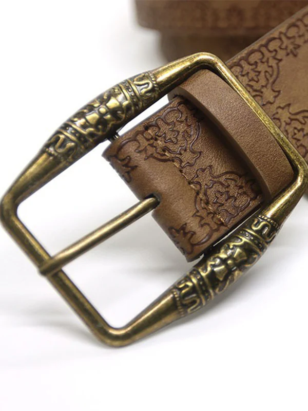 Retro Distressed Embossed Ethnic Belt - Image 3