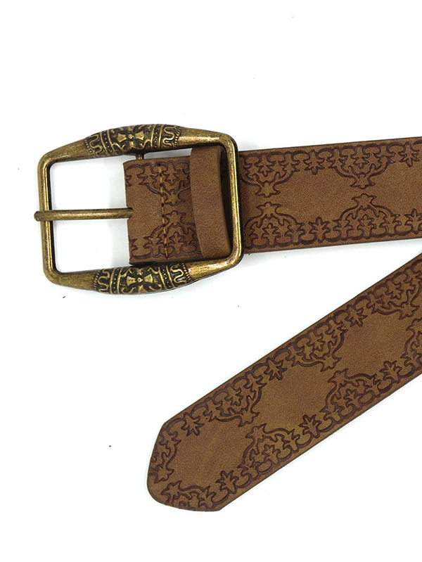 Retro Distressed Embossed Ethnic Belt - Image 5