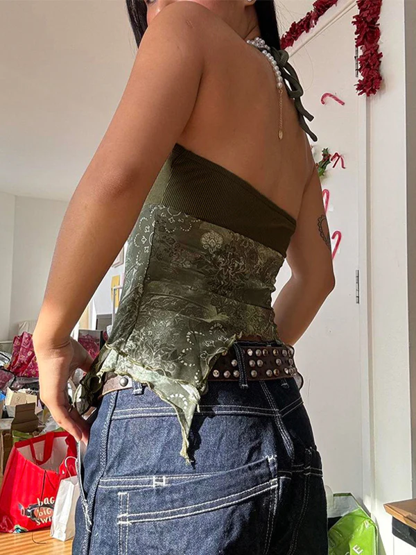 Retro Ethnic O-Ring Backless Halter Vest - Image 8