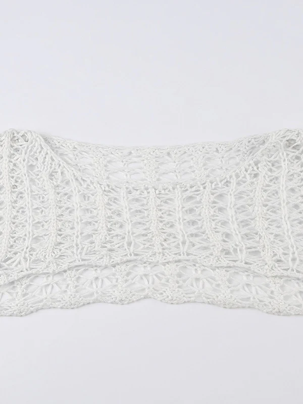 Retro Hollow Short Knit Crop Top - Image 6