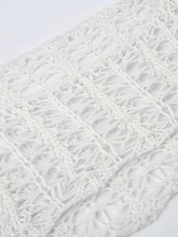 Retro Hollow Short Knit Crop Top - Image 7