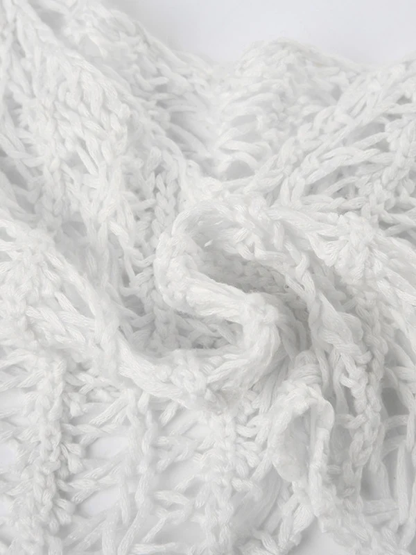 Retro Hollow Short Knit Crop Top - Image 9