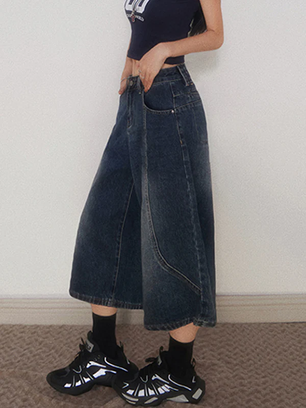 Retro Wide-Legged Denim Shorts - Image 5