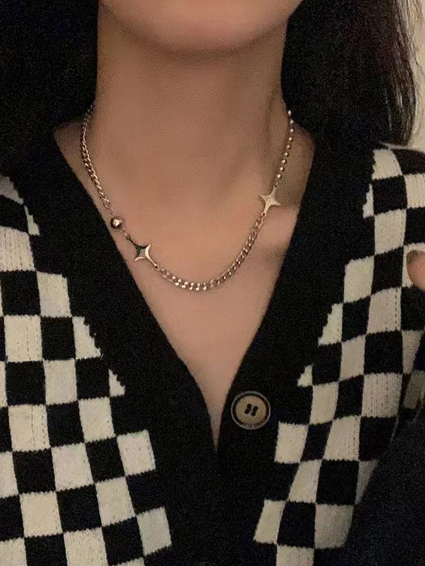 Silver Star Patchwork Necklace - Image 3