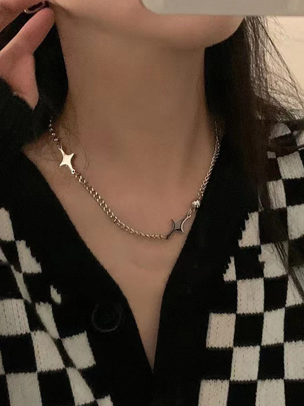 Silver Star Patchwork Necklace - Image 4