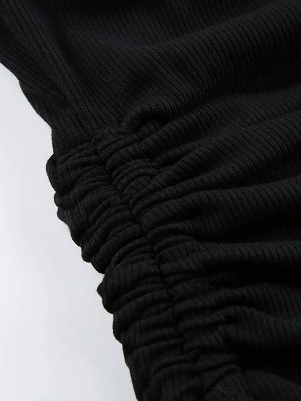 Solid Drawstring Lace Up Long Sleeve Knit - Image 10