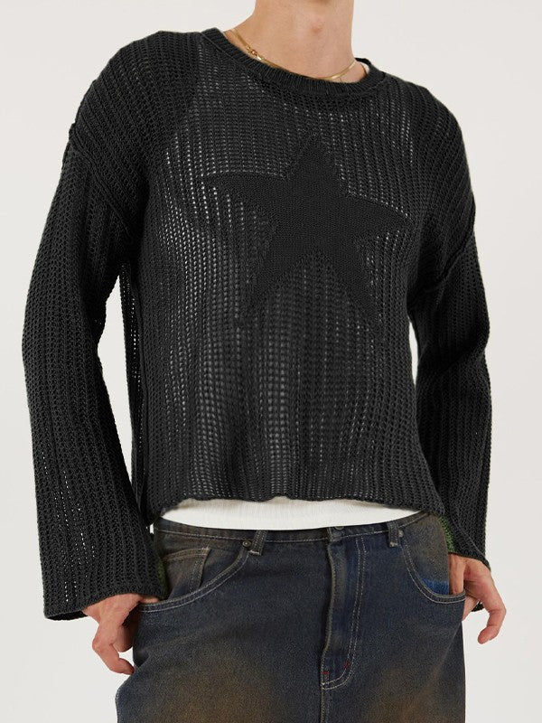 Star Jacquard Crochet Knit Top - Image 10