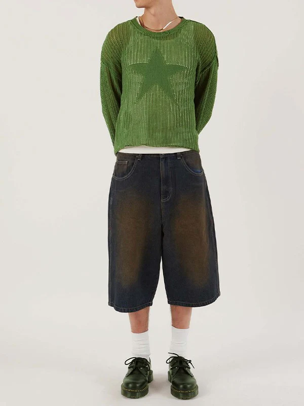 Star Jacquard Crochet Knit Top - Image 6