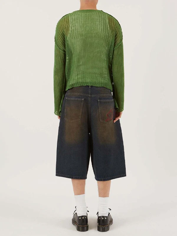 Star Jacquard Crochet Knit Top - Image 7