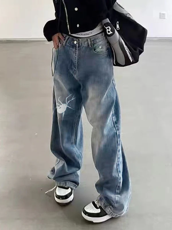 Street Spider Print Boyfriend Jeans - Image 4