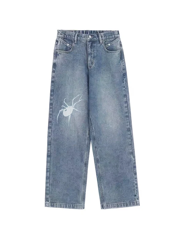 Street Spider Print Boyfriend Jeans - Image 5