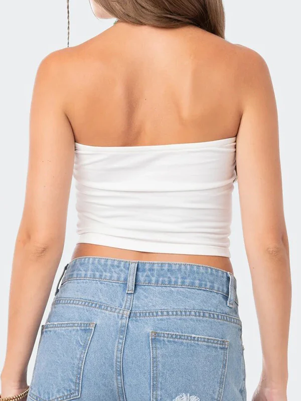 Striped Slim Fit Short Navel Baring Bandeau Top - Image 18