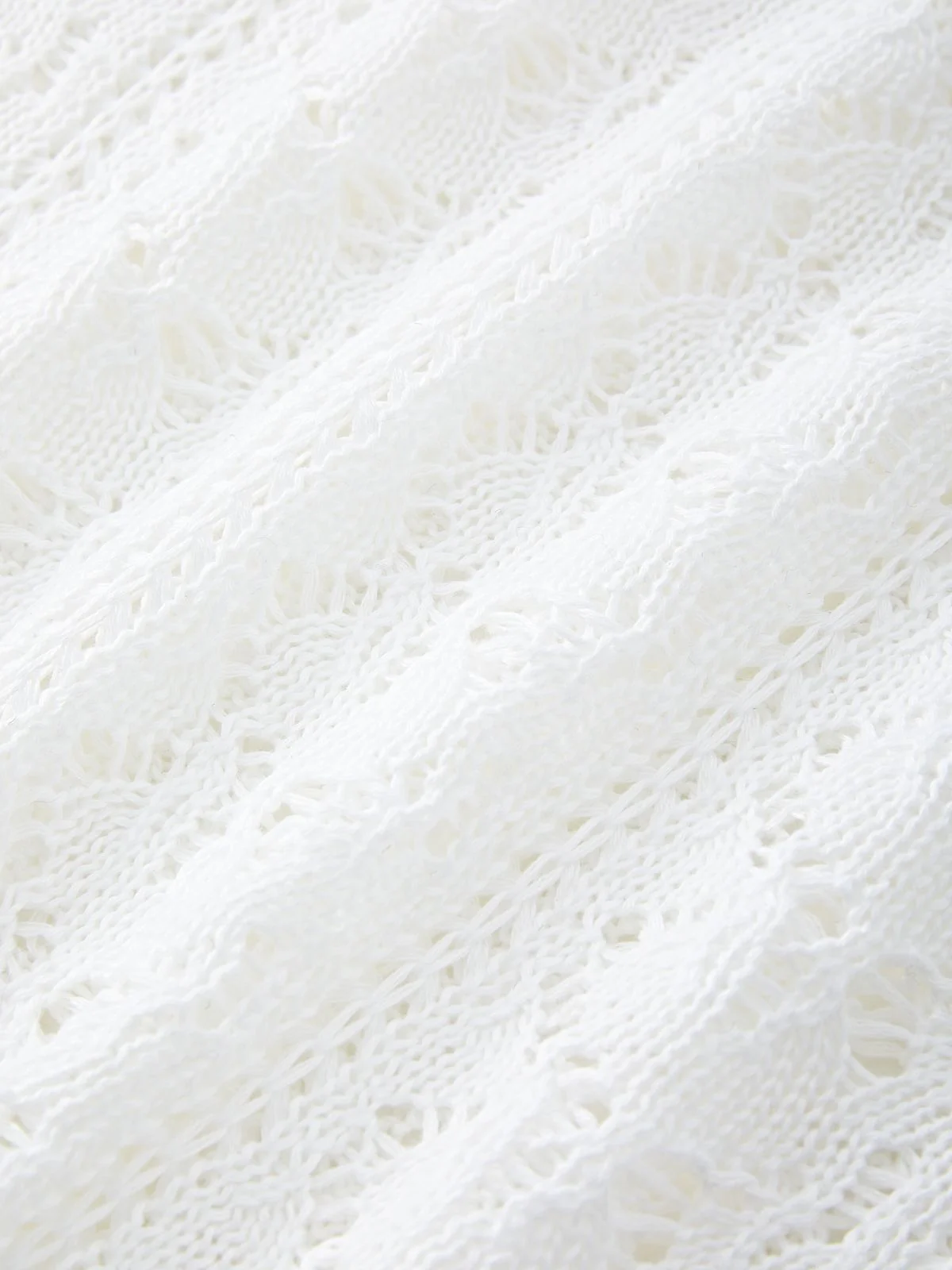 Tie Front White Open Knit Top - Image 5