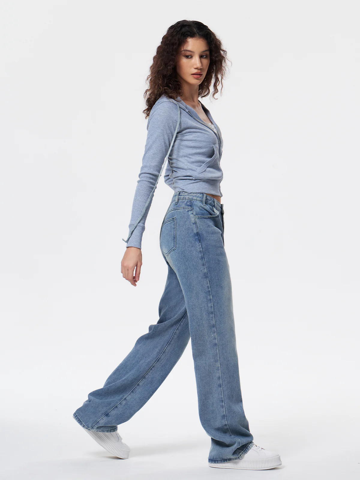 Versatile Vintage Blue High Waist Flare Slim Jeans - Image 3