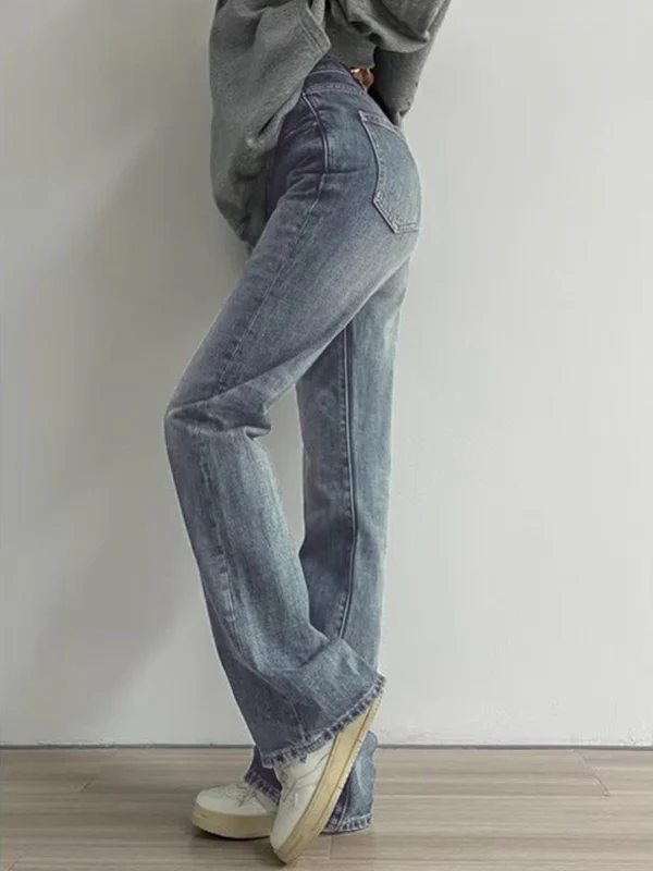 Versatile Vintage Blue High Waist Flare Slim Jeans - Image 8