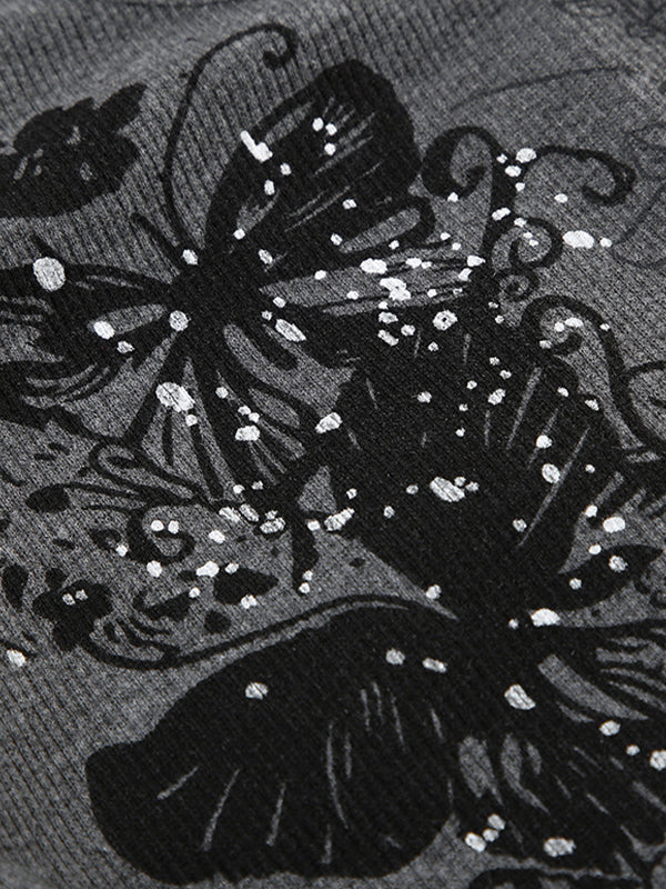 Vintage Butterfly Print Long Sleeve Knits - Image 10