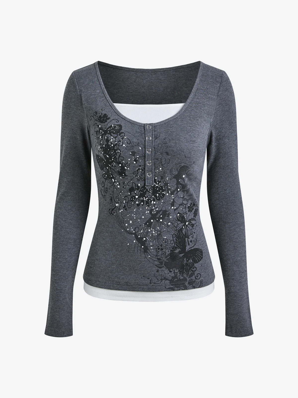 Vintage Butterfly Print Long Sleeve Knits - Image 5