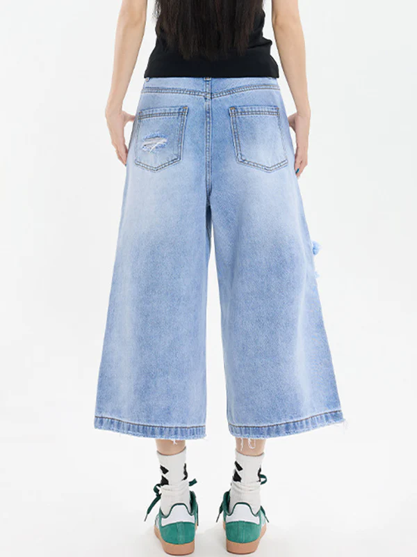 Vintage Hipster Ripped Denim Shorts - Image 3