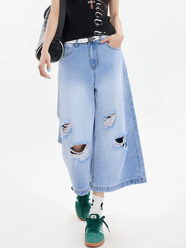 Vintage Hipster Ripped Denim Shorts - Image 5