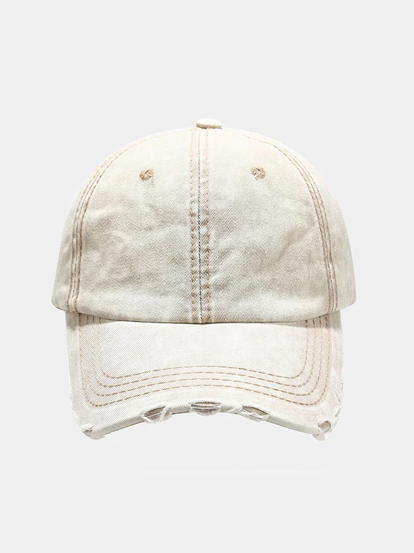 Wash Distressed Denim Ripped Baseball Cap - Image 10