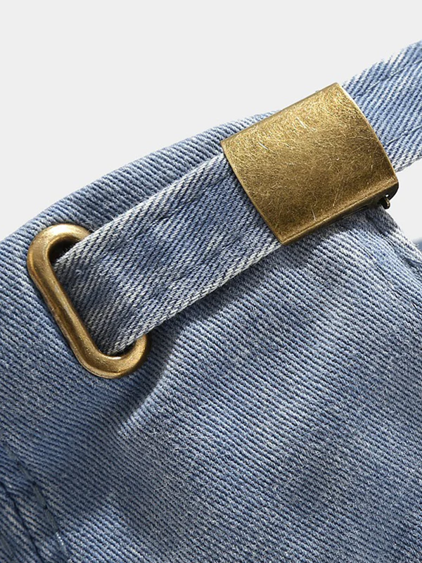 Wash Distressed Denim Ripped Baseball Cap - Image 3