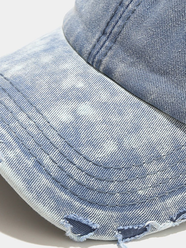 Wash Distressed Denim Ripped Baseball Cap - Image 4