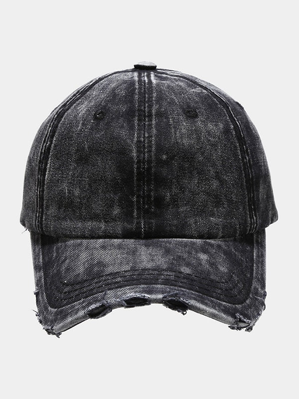 Wash Distressed Denim Ripped Baseball Cap - Image 8