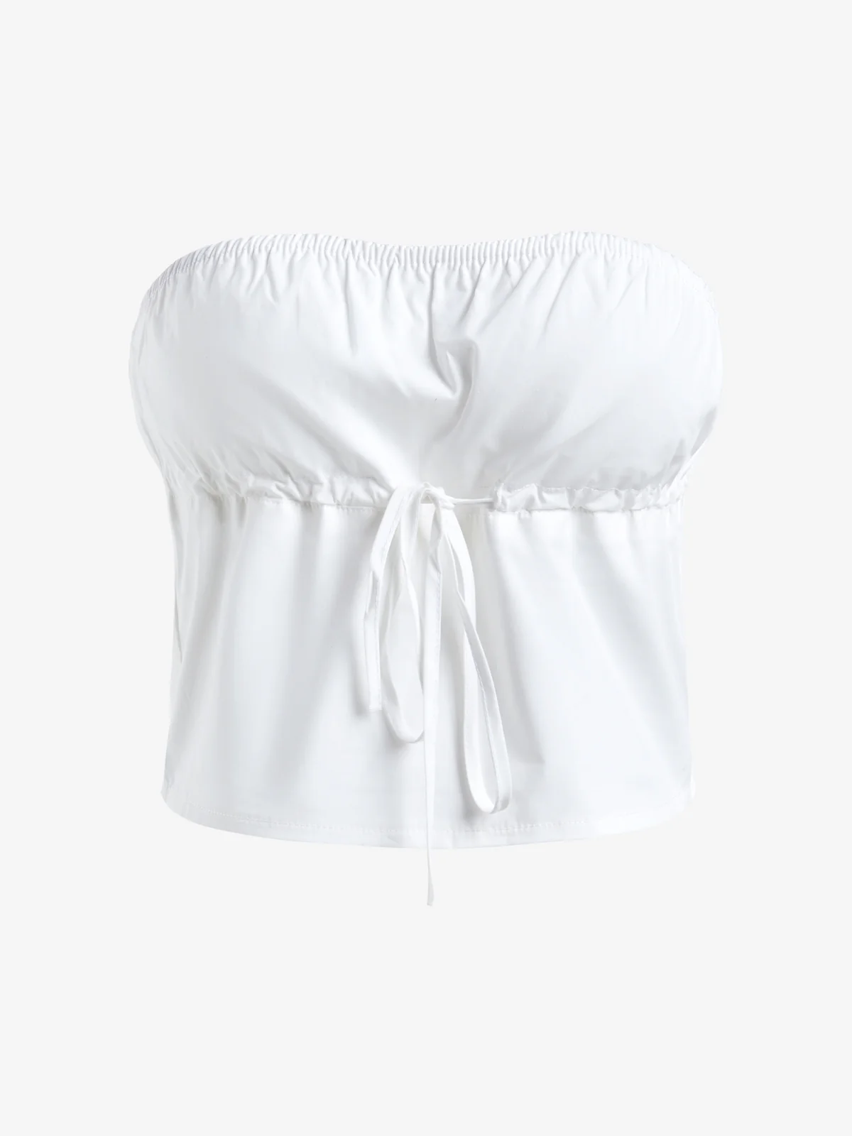White Lace Up Bandeau Top - Image 6