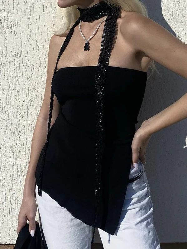 White Split Asymmetric Bandeau Top - Image 17