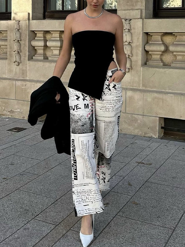 White Split Asymmetric Bandeau Top - Image 18